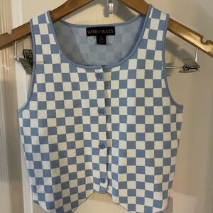 Blue and White Checkered Crop Top
